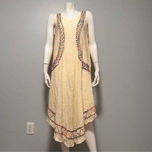 Pagoda Embroidered Asymmetric Maxi Dress or Beach Cover Up Free Size